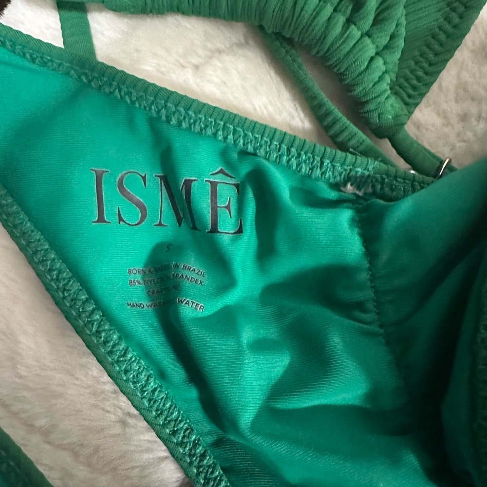 Green Ribbed String Triangle Bikini Set - Women S… - image 3